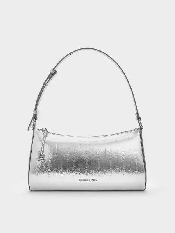 Charles & Keith - Augustine Metallic Eel-Effect Sculptural-Detail Shoulder Bag sold by Charles & Keith