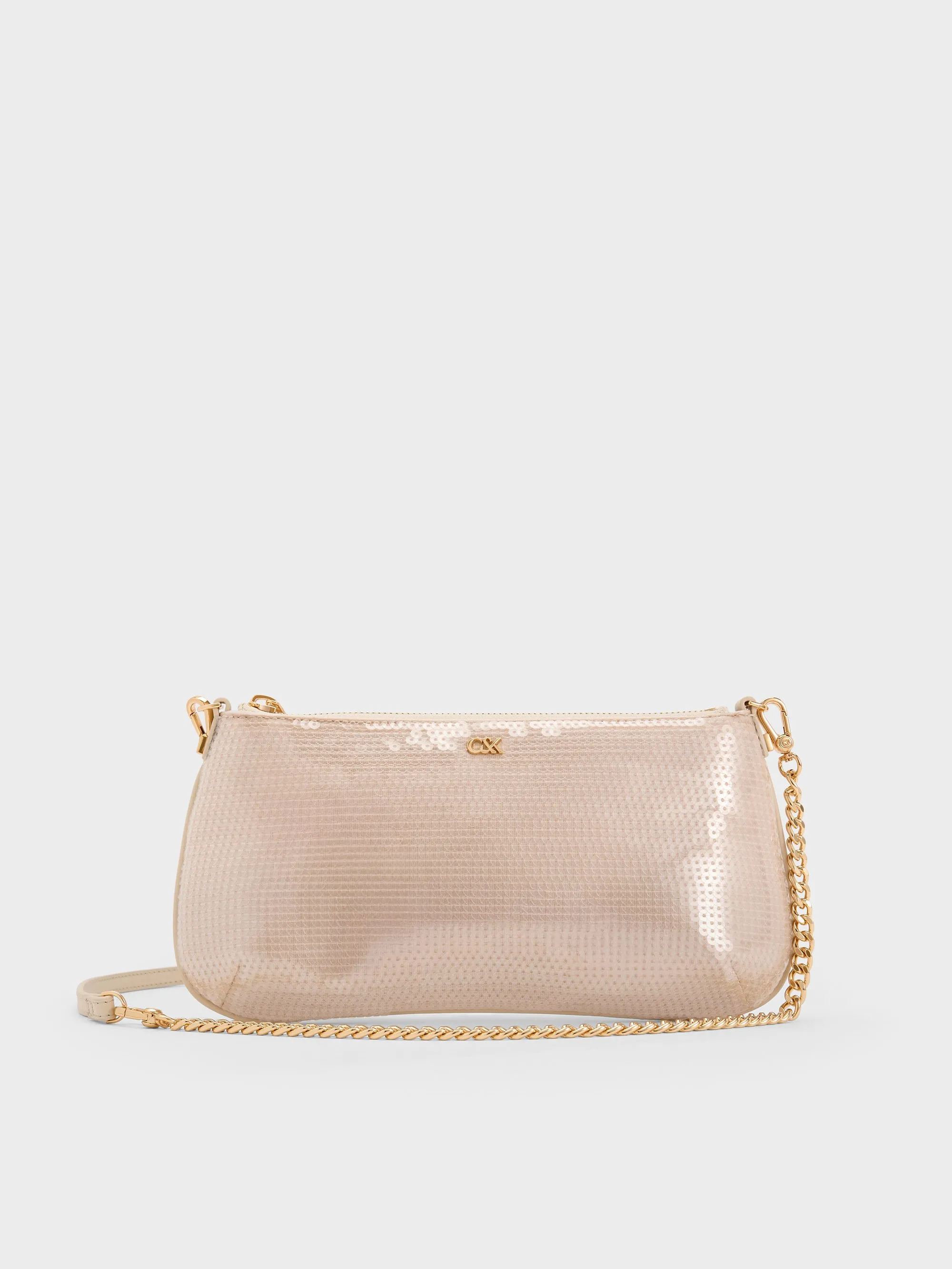 Charles & Keith - Sequin Mesh & Leather Shoulder Bag sold by Charles & Keith