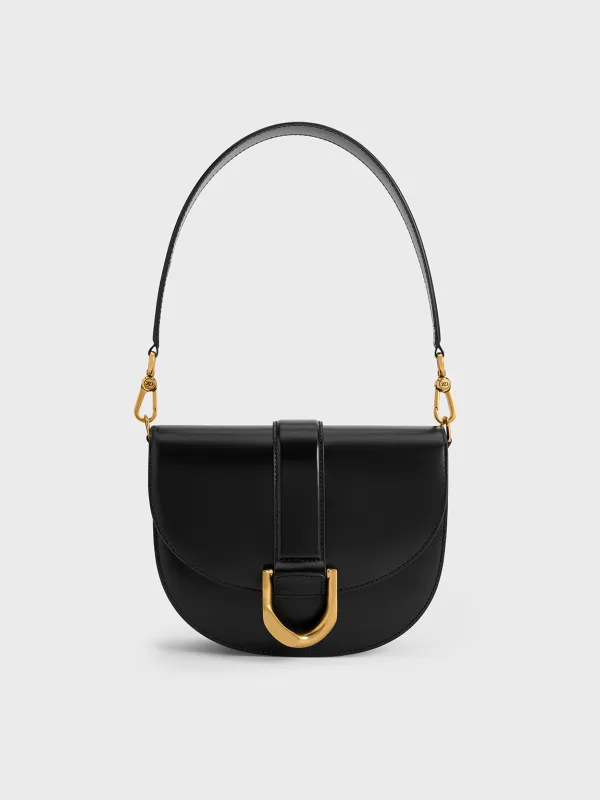 Charles & Keith - Gabine Leather Saddle Bag sold by Charles & Keith