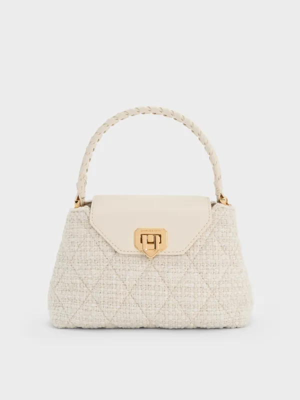 Charles & Keith - Arwen Tweed Quilted Braided-Strap Top Handle Bag sold by Charles & Keith