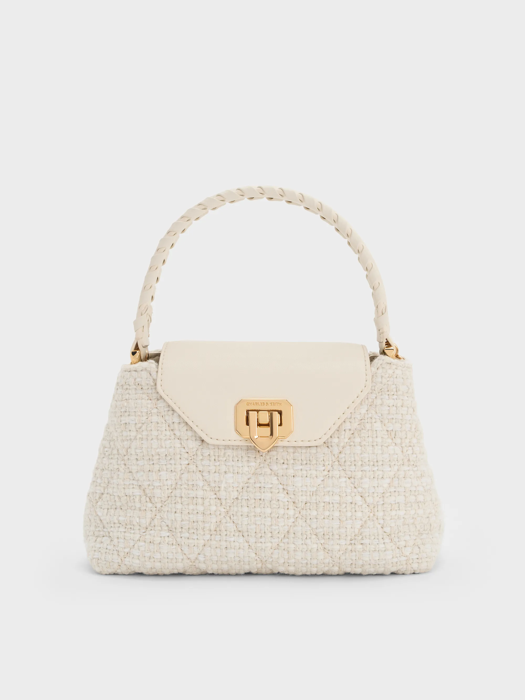 Charles & Keith - Arwen Tweed Quilted Braided-Strap Top Handle Bag sold by Charles & Keith