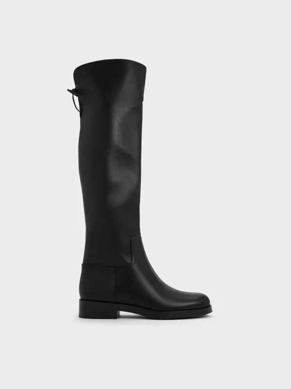 Charles & Keith - Fold-Over Back-Tie Thigh-High Boots sold by Charles & Keith