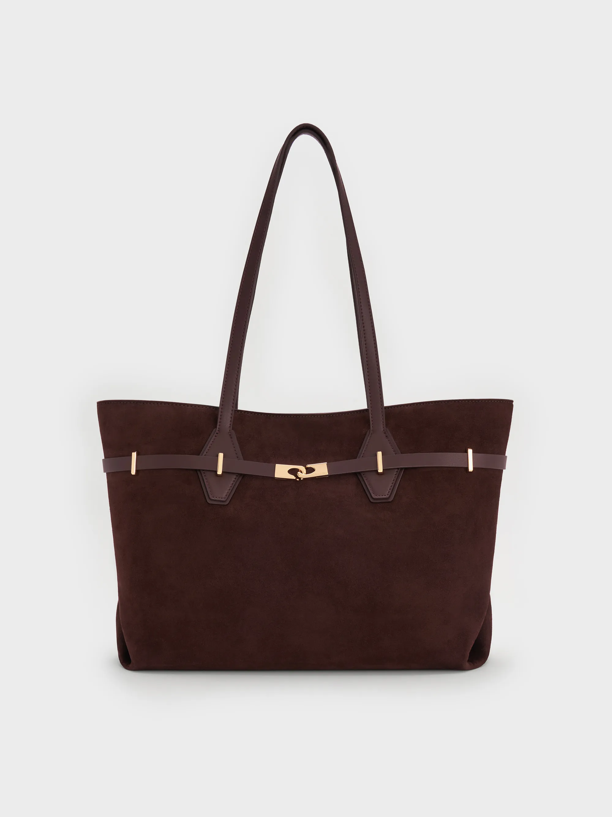 Charles & Keith - Arlet Recycled Suede Double-Handle Belted Tote Bag sold by Charles & Keith