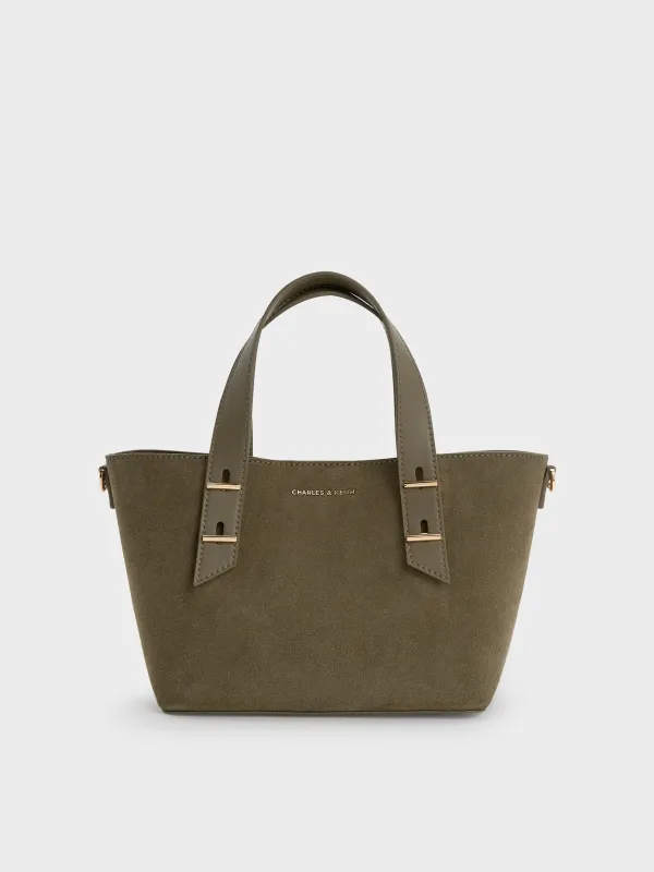Charles & Keith - Mini Shania Recycled Suede Double-Handle Tote Bag sold by Charles & Keith