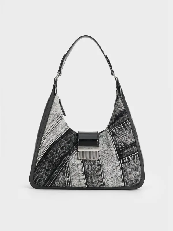 Charles & Keith - Charlot Patchwork Denim Hobo Bag sold by Charles & Keith
