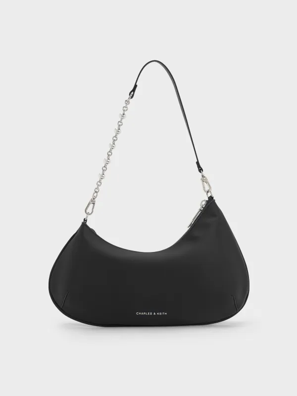 Charles & Keith - Dion Satin Chain-Handle Asymmetric Shoulder Bag sold by Charles & Keith