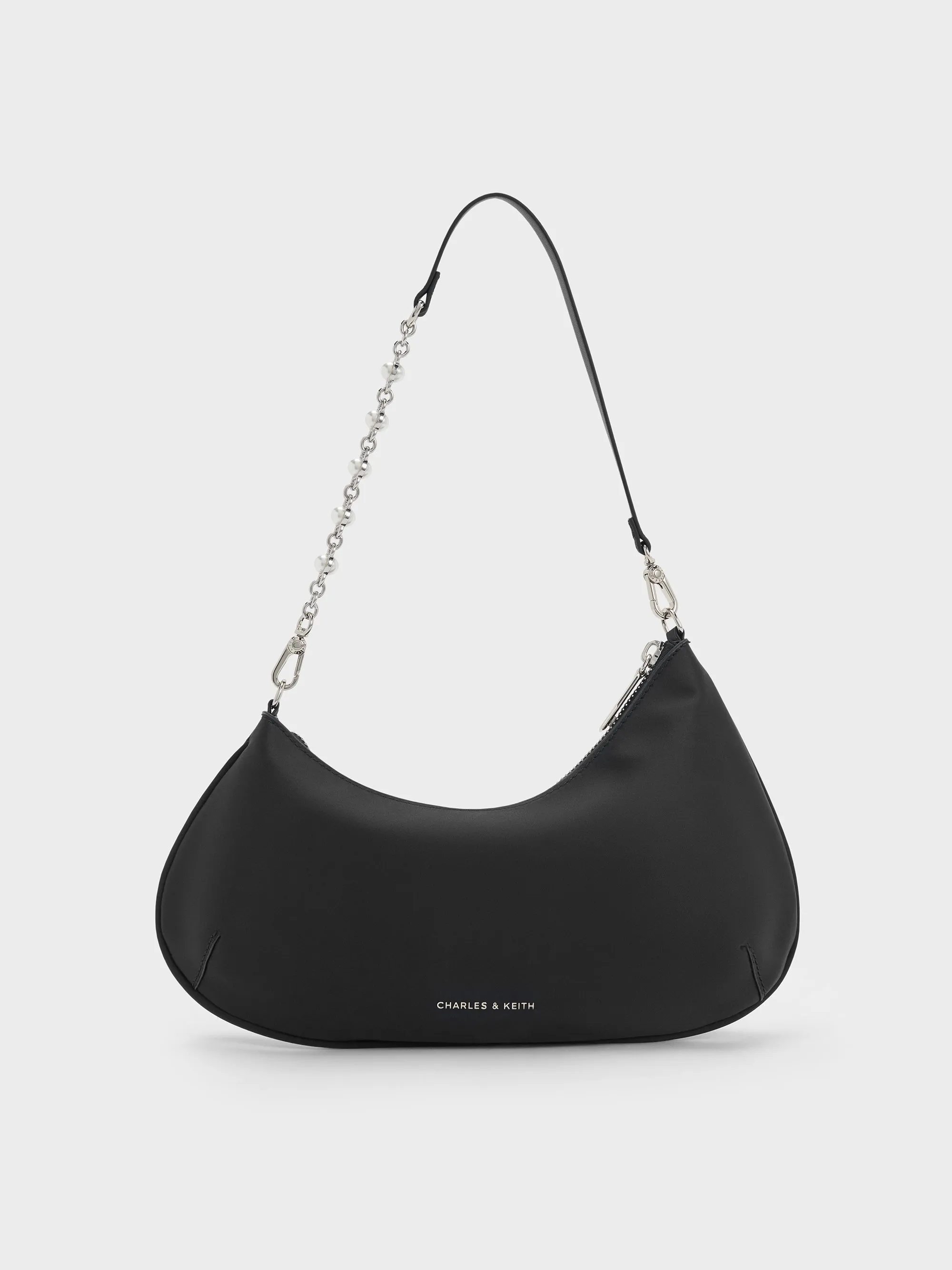 Charles & Keith - Dion Satin Chain-Handle Asymmetric Shoulder Bag sold by Charles & Keith