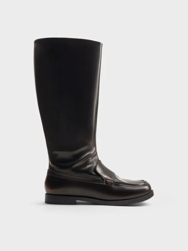 Charles & Keith - Jagger Knee-High Loafer-Boots sold by Charles & Keith