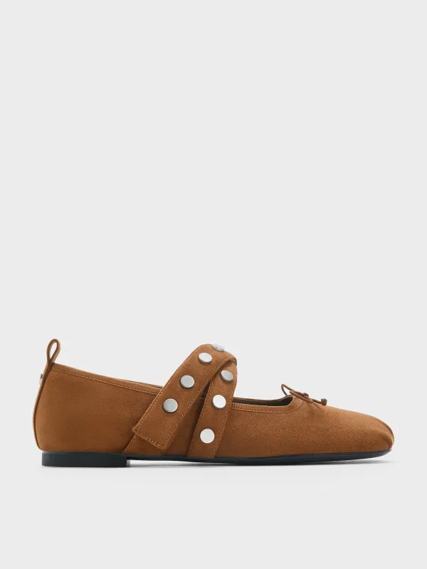 Charles & Keith - Gael Faux Suede Studded Crossover-Strap Bow Mary Janes sold by Charles & Keith