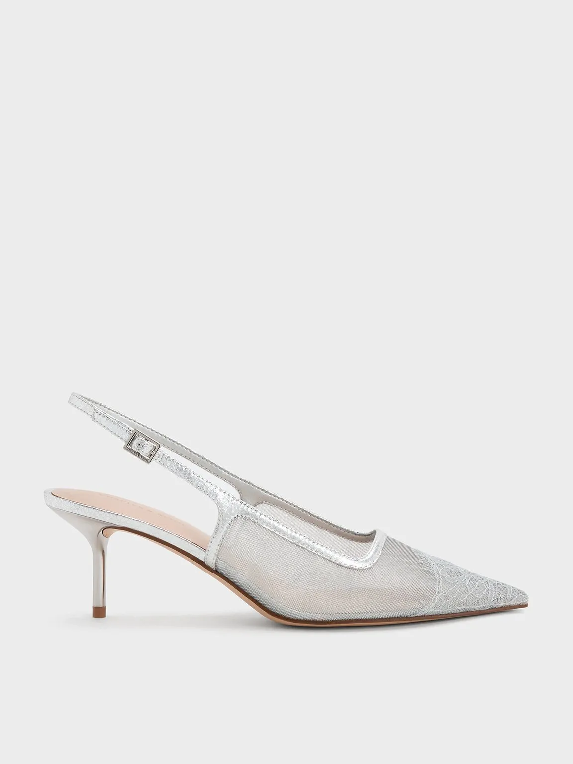 Charles & Keith - Mesh & Lace Pointed-Toe Slingback Pumps sold by Charles & Keith