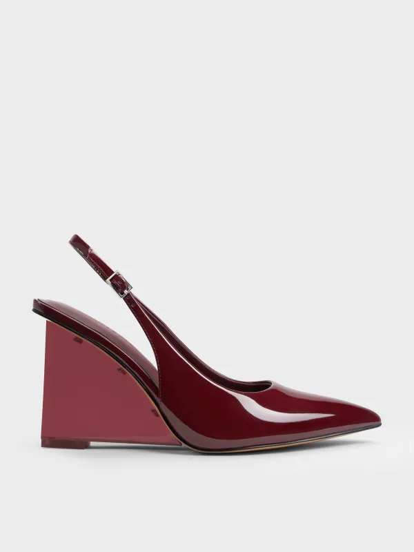 Charles & Keith - Patent Translucent-Heel Slingback Wedges sold by Charles & Keith