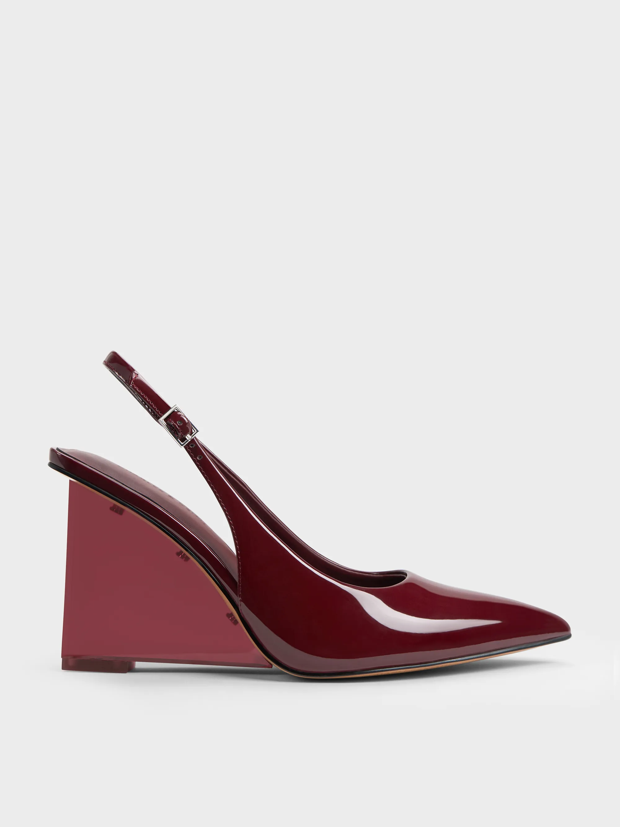 Charles & Keith - Patent Translucent-Heel Slingback Wedges sold by Charles & Keith