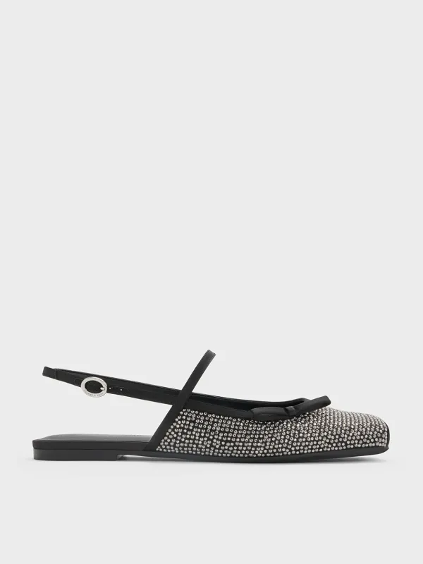 Charles & Keith - Crystal-Embellished Bow Slingback Mary Jane Flats sold by Charles & Keith