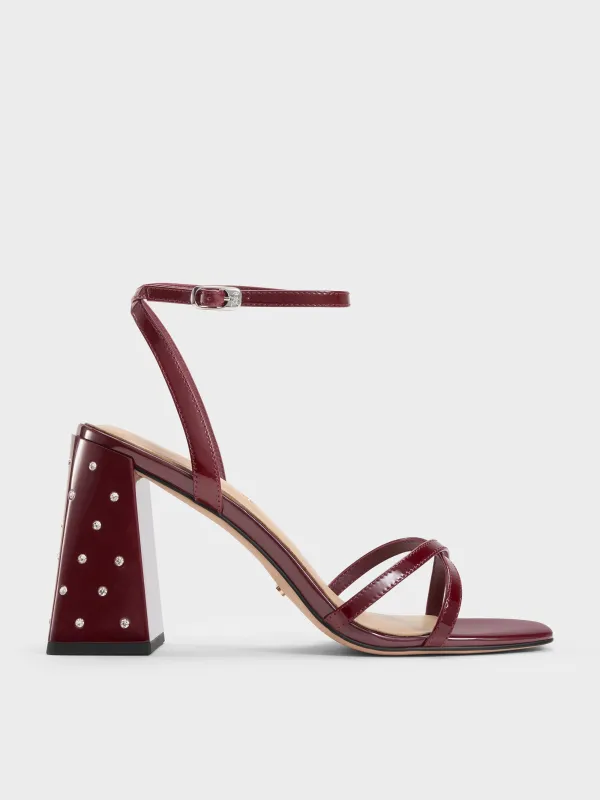 Charles & Keith - Emmaline Patent Leather Crystal Crossover Sandals sold by Charles & Keith