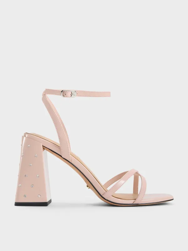 Charles & Keith - Emmaline Patent Leather Crystal Crossover Sandals sold by Charles & Keith