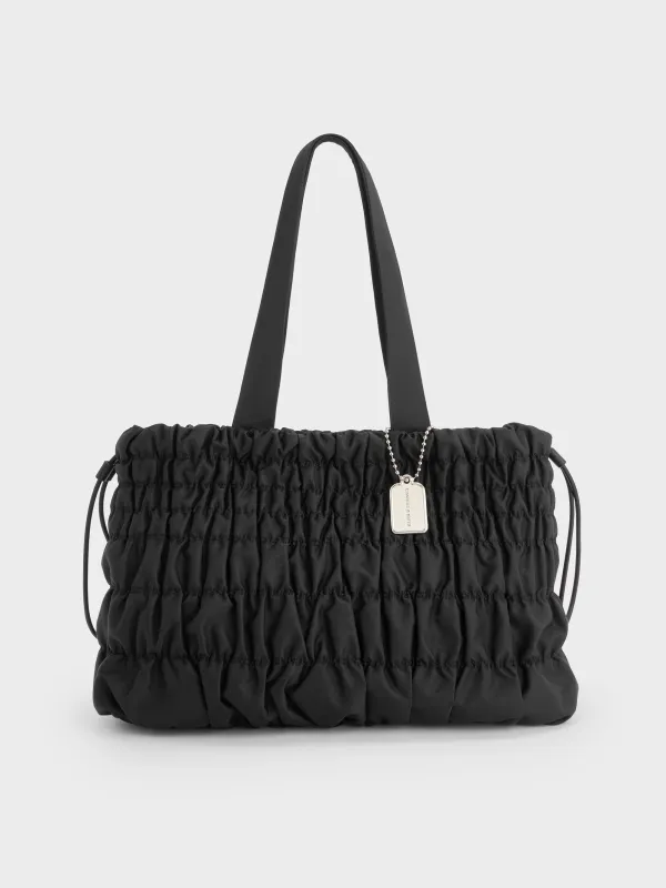 Charles & Keith - Klio Nylon Ruched Tote Bag sold by Charles & Keith