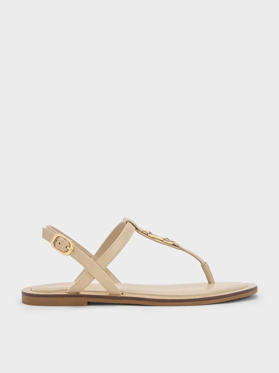 Charles & Keith - Trifina Metallic-Accent Thong Sandals sold by Charles & Keith