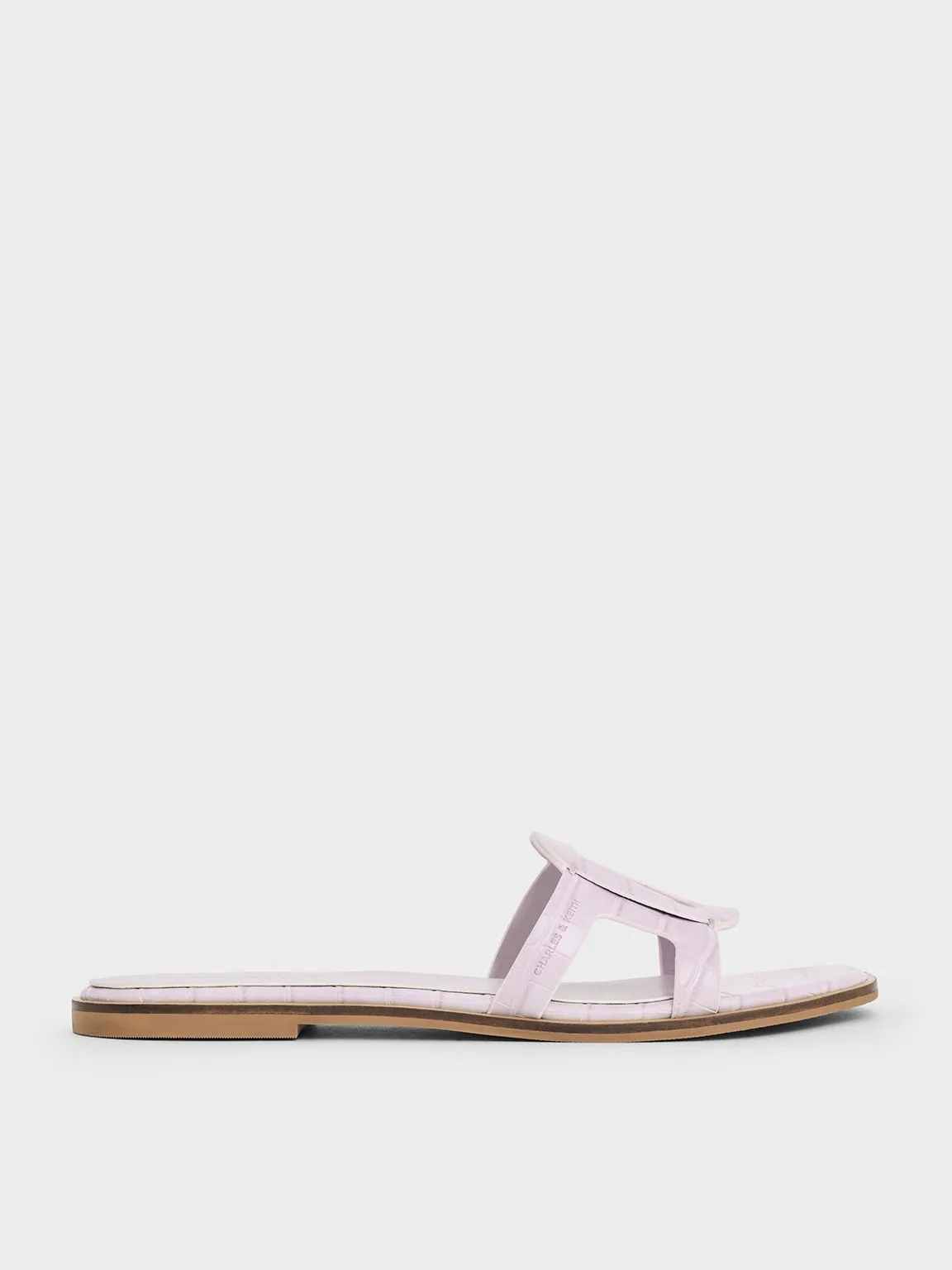 Charles & Keith - Easley Croc-Effect Cut-Out Slide Sandals sold by Charles & Keith