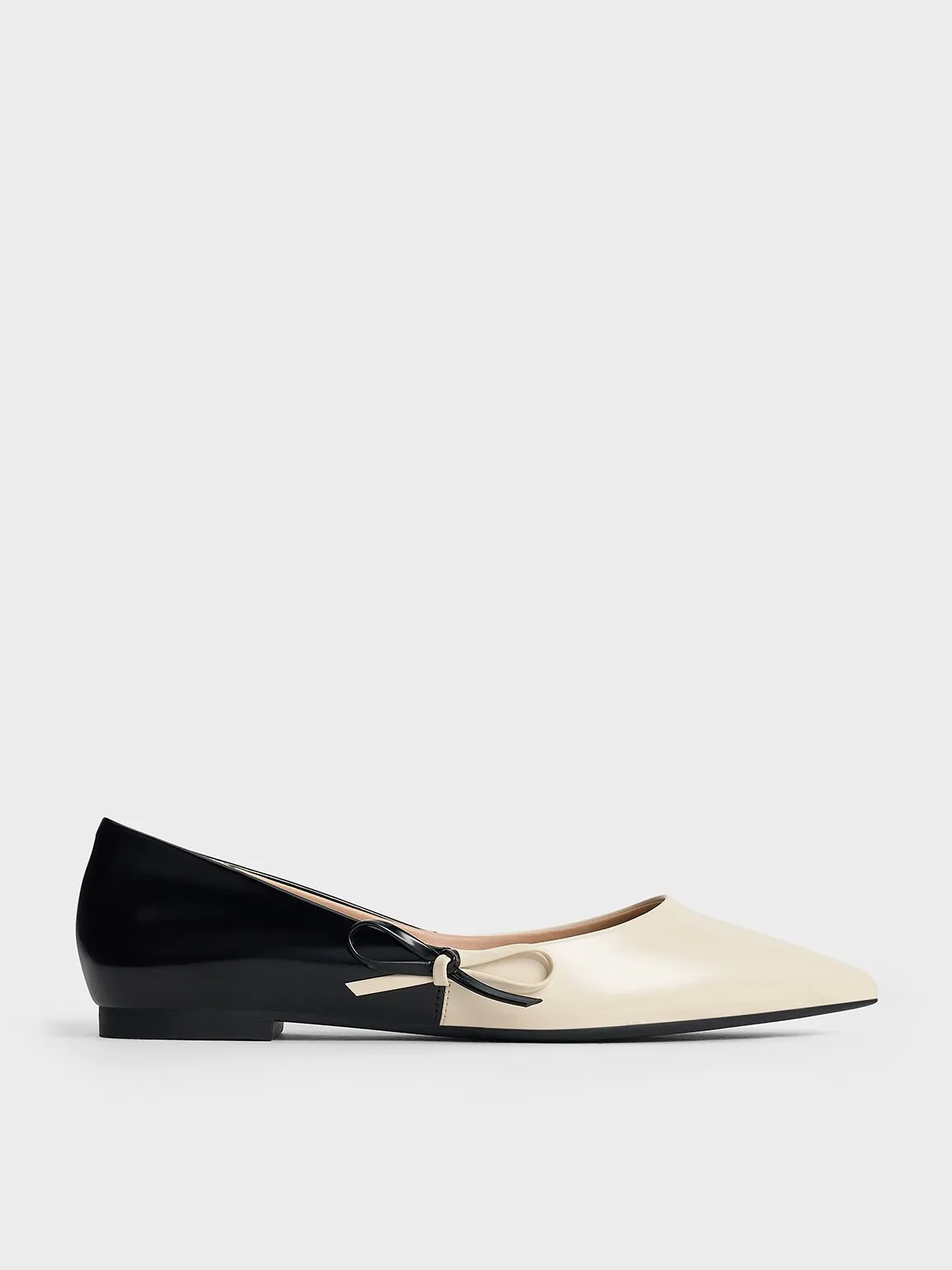 Charles & Keith - Two-Tone Bow Pointed-Toe Flats sold by Charles & Keith