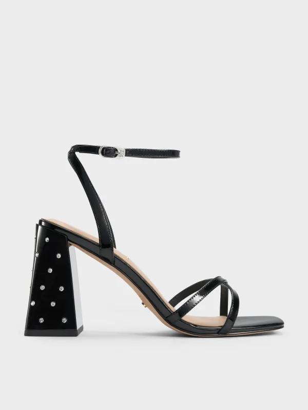 Charles & Keith - Emmaline Patent Leather Crystal Crossover Sandals sold by Charles & Keith
