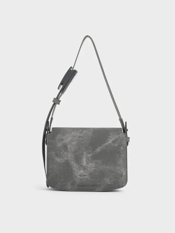 Charles & Keith - Denim Boxy Front Flap Shoulder Bag sold by Charles & Keith