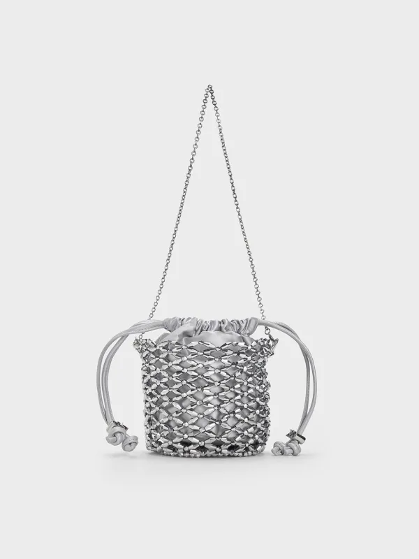 Charles & Keith - Beaded Chain-Handle Bucket Bag sold by Charles & Keith