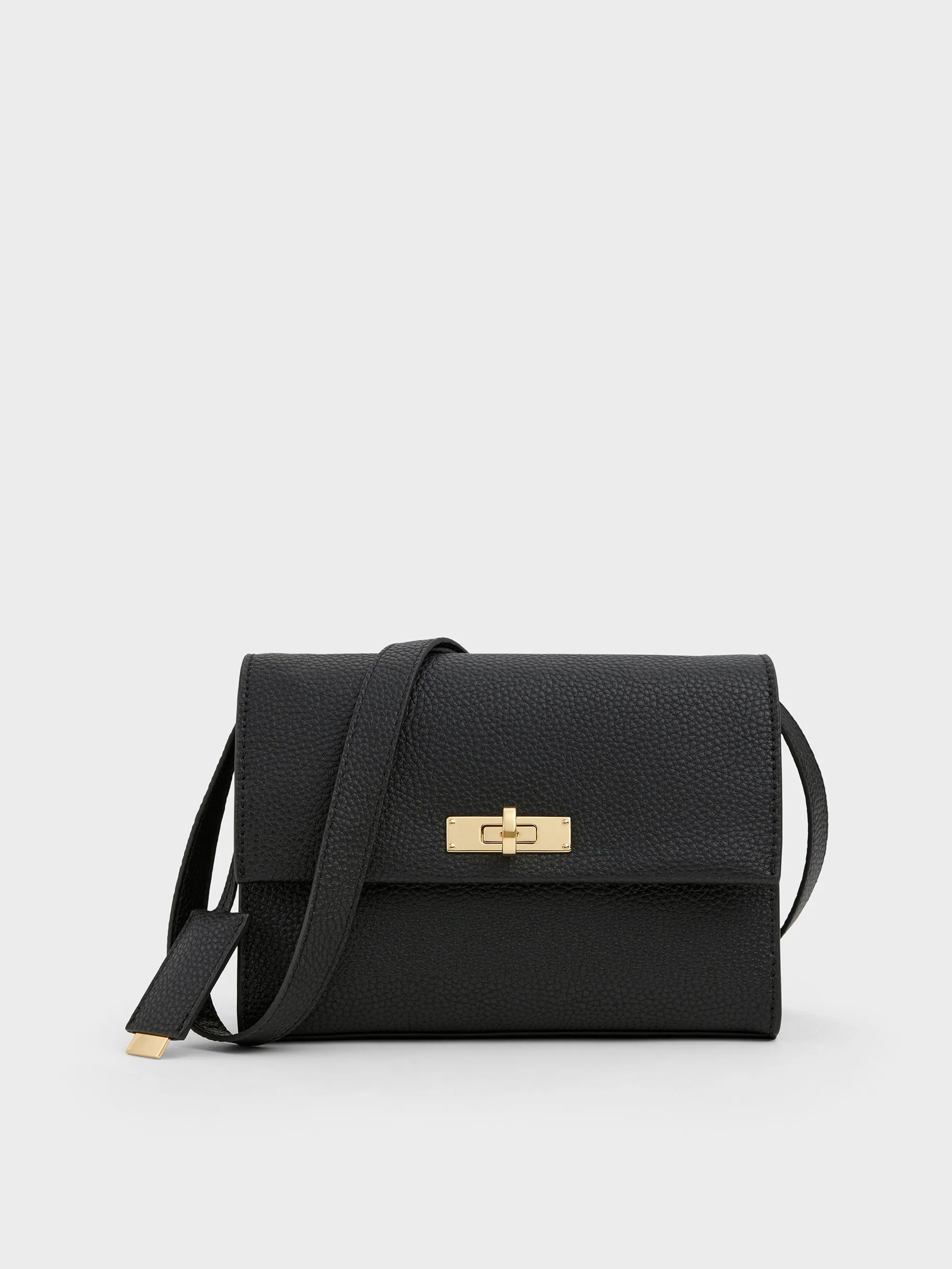 Charles & Keith - Chance Recycled Leather Turn-Lock Crossbody Bag sold by Charles & Keith