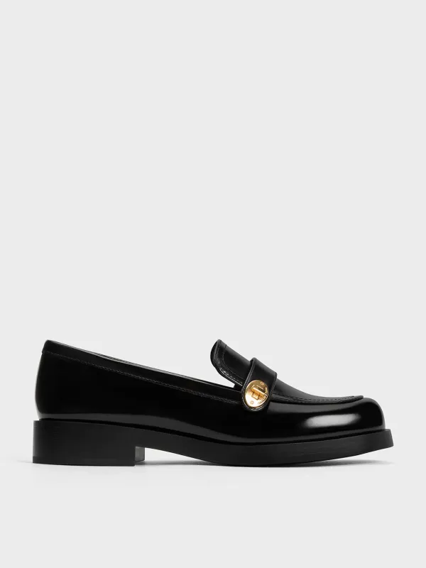 Charles & Keith - Hettie Metallic-Buckle Strap Loafers sold by Charles & Keith