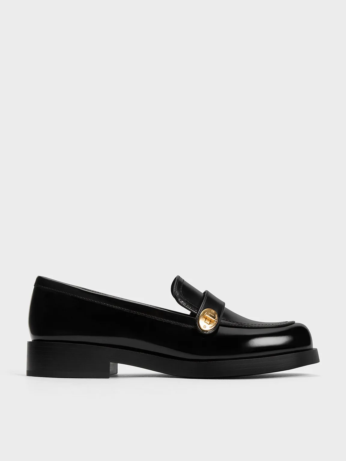 Charles & Keith - Hettie Metallic-Buckle Strap Loafers sold by Charles & Keith