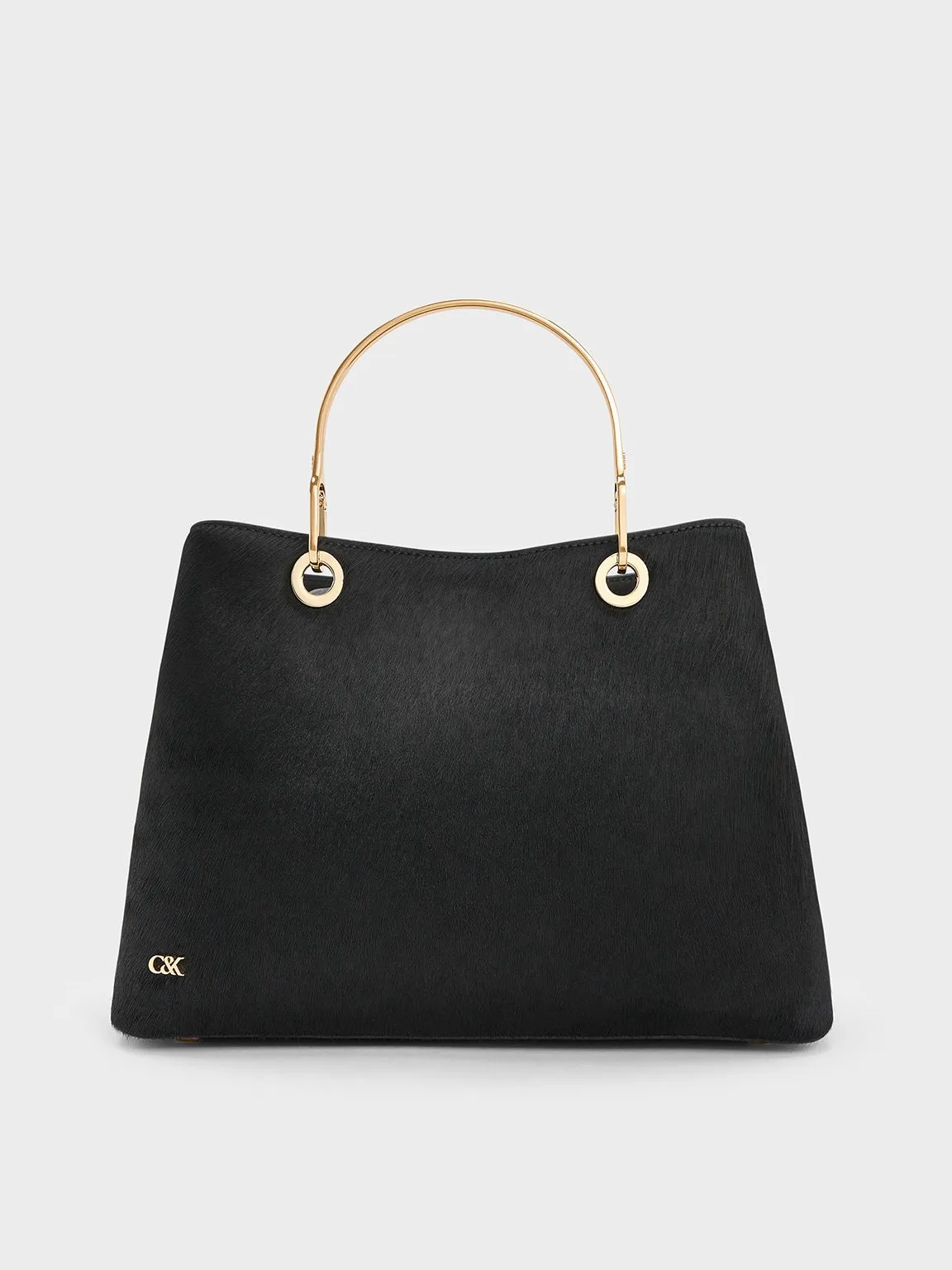 Charles & Keith - Pony Hair & Leather Ring-Handle Bag sold by Charles & Keith