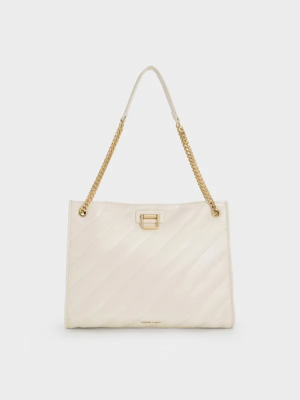Charles & Keith - Neva Panelled Chain-Strap Tote Bag sold by Charles & Keith
