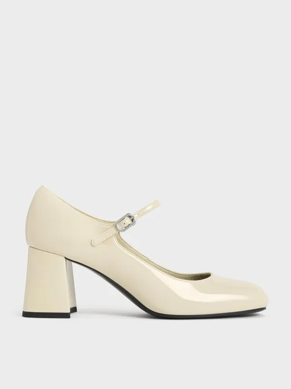 Charles & Keith - Patent Block-Heel Mary Jane Pumps sold by Charles & Keith