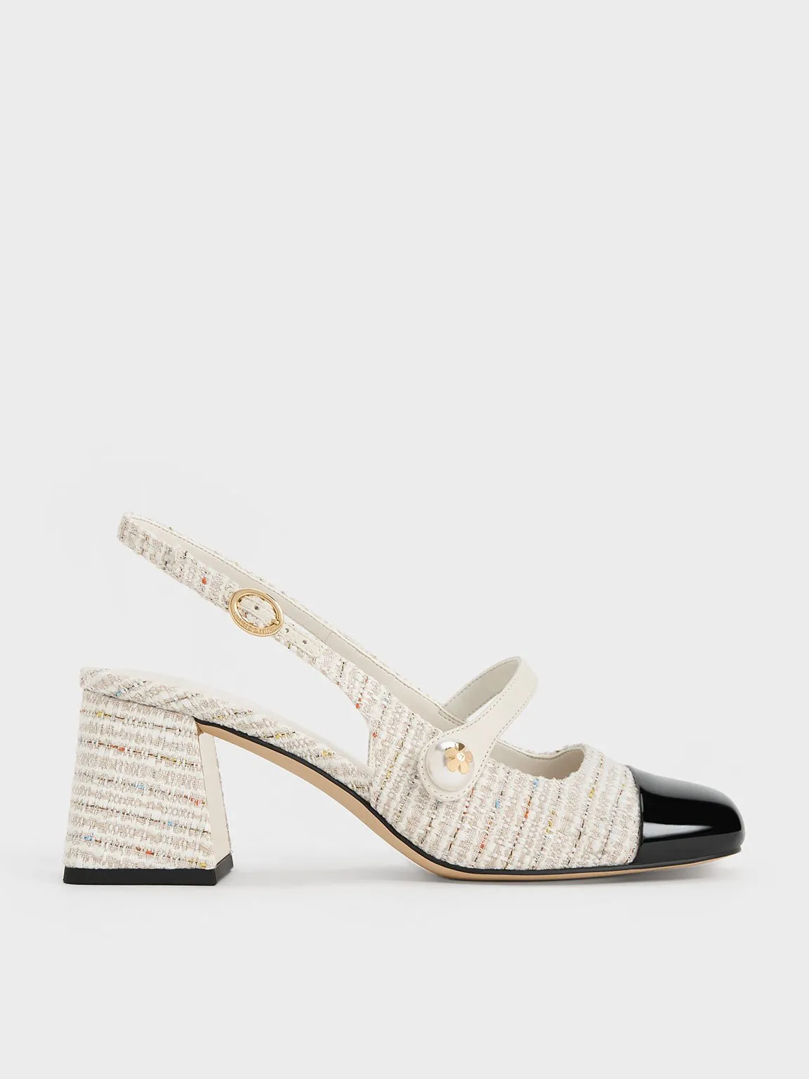 Charles & Keith - Aeryn Tweed Pearl-Embellished Slingback Pumps sold by Charles & Keith