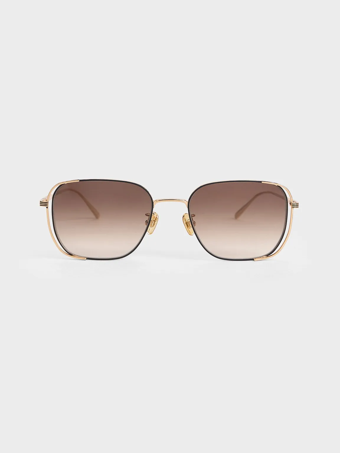 Charles & Keith - Metallic-Rim Rectangular Sunglasses sold by Charles & Keith