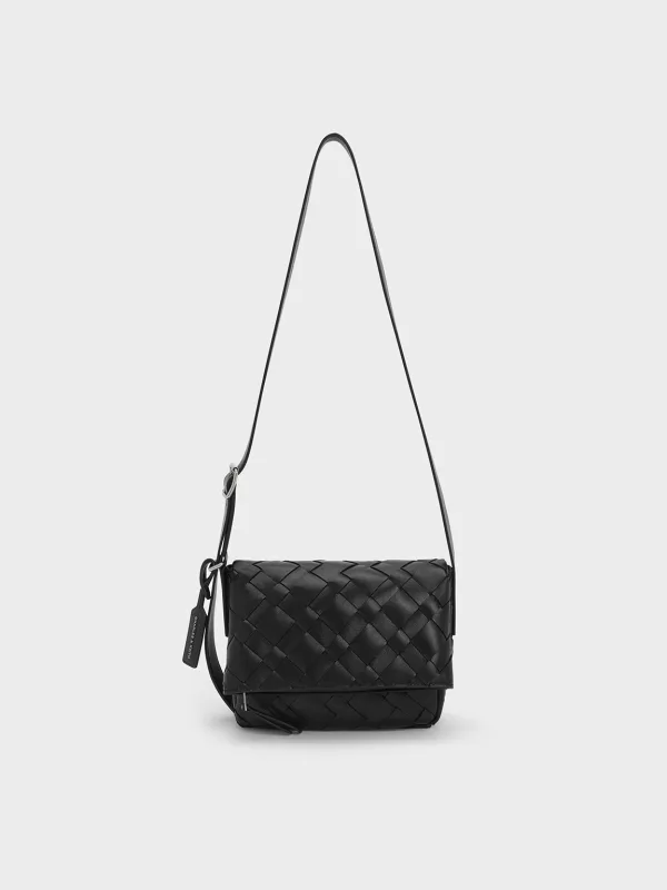 Charles & Keith - Ivette Woven Front Flap Crossbody Bag sold by Charles & Keith