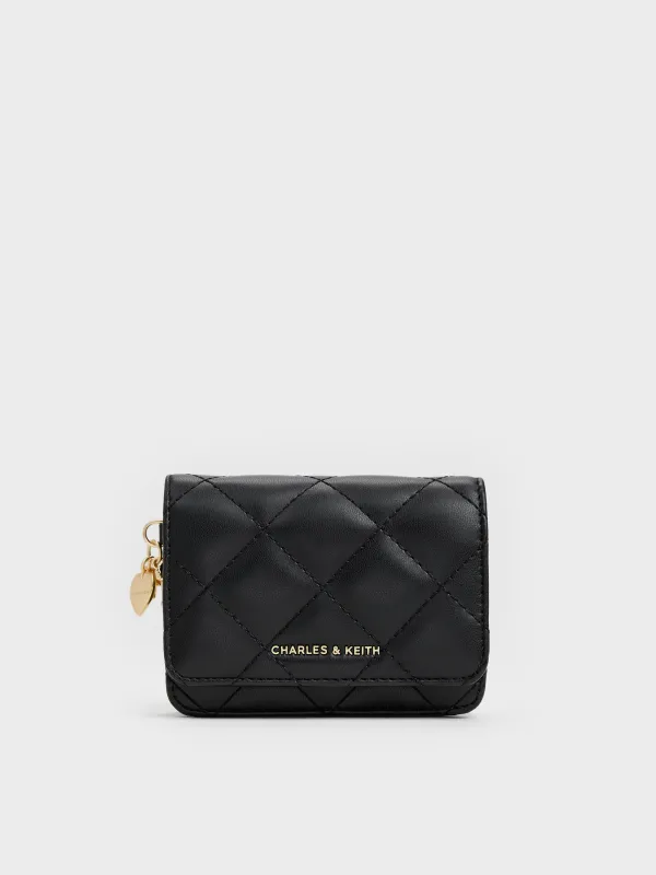 Charles & Keith - Arrietty Quilted Bow-Heart Charm Small Wallet sold by Charles & Keith