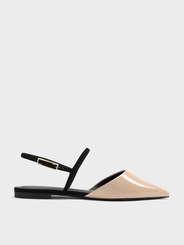 Charles & Keith - Luciana Patent Faux Suede Pointed Slingback Flats sold by Charles & Keith