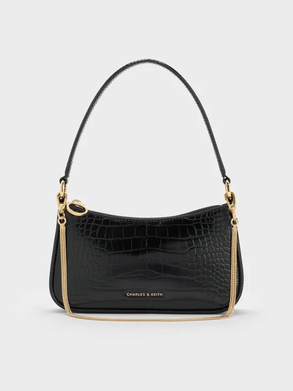 Charles & Keith - Elspeth Croc-Effect Chain-Link Shoulder Bag sold by Charles & Keith