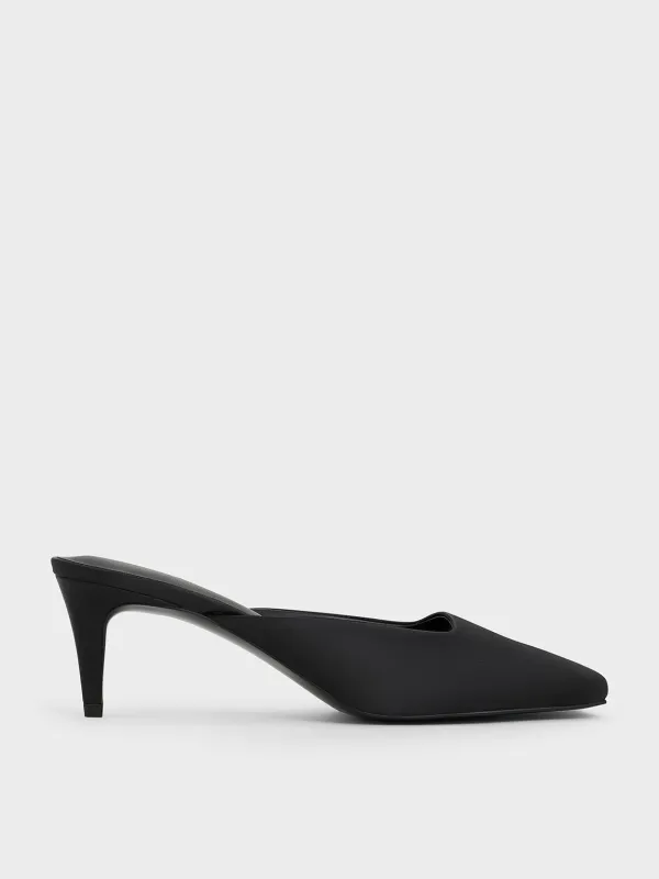 Charles & Keith - Satin Square-Toe Blade-Heel Mules sold by Charles & Keith