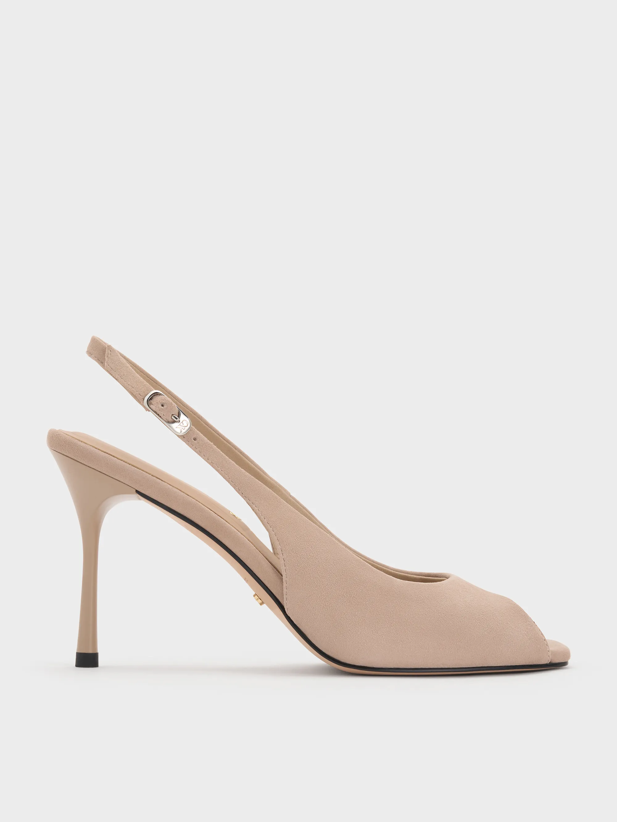 Charles & Keith - Kyra Suede Peep-Toe Slingback Heels sold by Charles & Keith