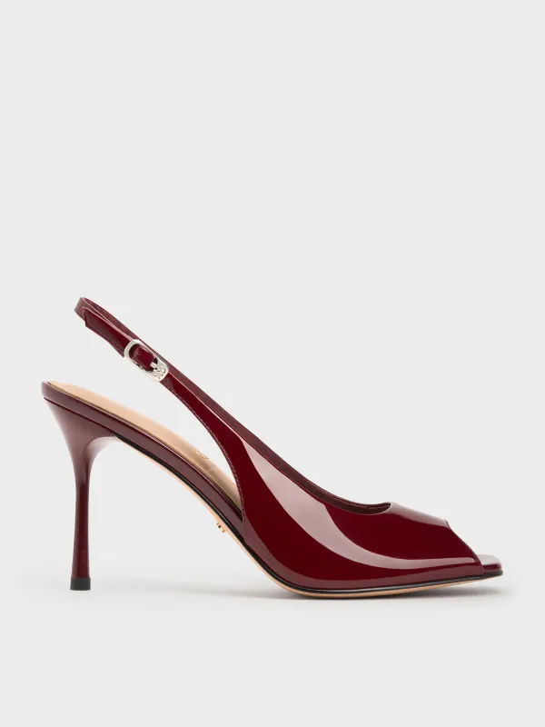 Charles & Keith - Kyra Patent Peep-Toe Slingback Heels sold by Charles & Keith