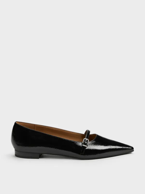 Charles & Keith - Crinkle-Effect Pointed Ballet Flats sold by Charles & Keith