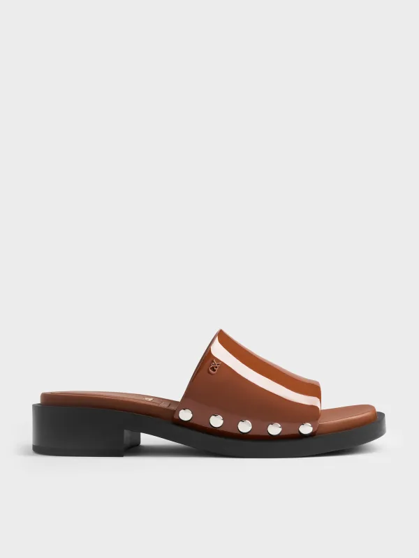 Charles & Keith - Patent Leather Studded Sandals sold by Charles & Keith
