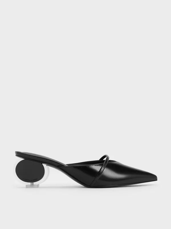 Charles & Keith - Crinkle-Effect Sculptural-Heel Pointed-Toe Mules sold by Charles & Keith
