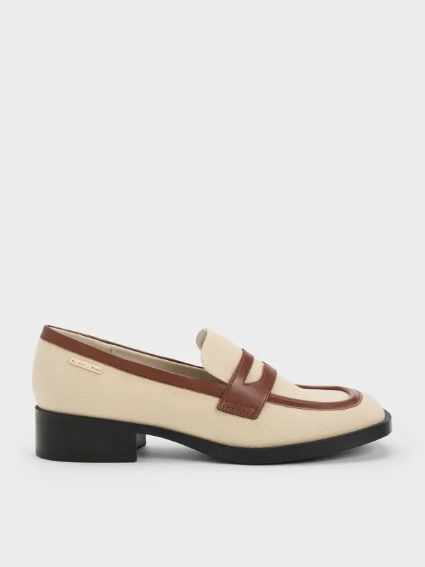 Charles & Keith - Canvas Cut-Out Penny Loafers sold by Charles & Keith