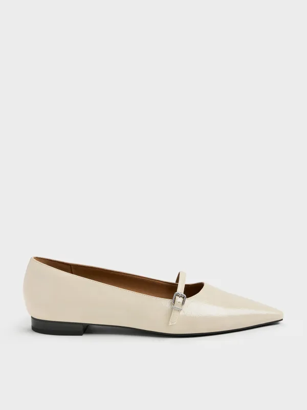 Charles & Keith - Crinkle-Effect Pointed Ballet Flats sold by Charles & Keith