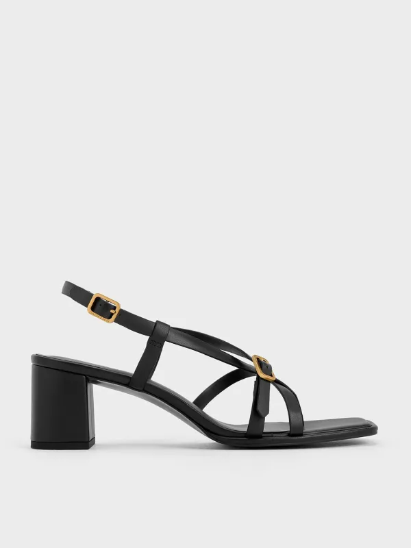 Charles & Keith - Strappy Block-Heel Thong Sandals sold by Charles & Keith