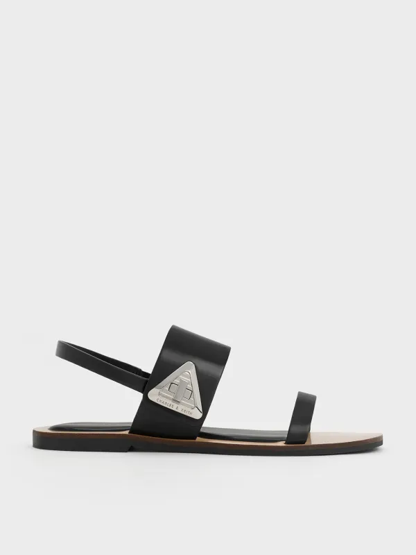 Charles & Keith - Trice Metallic Accent Double Strap Sandals sold by Charles & Keith