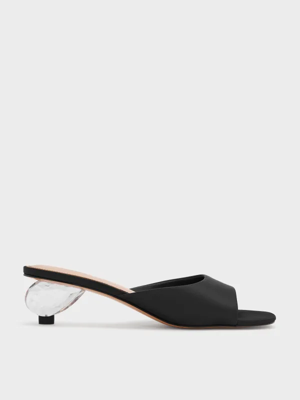 Charles & Keith - Satin Crystal-Heel Mules sold by Charles & Keith
