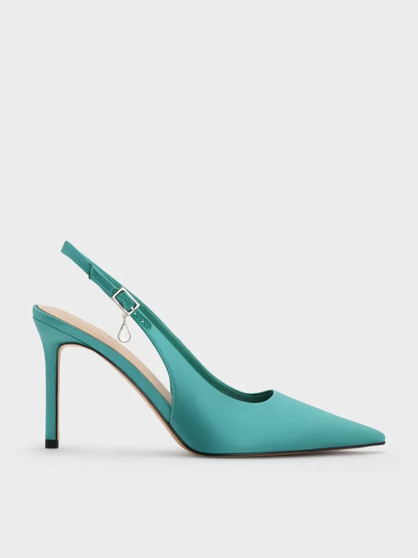 Charles & Keith - Satin Teardrop-Crystal Stiletto-Heel Slingback Pumps sold by Charles & Keith